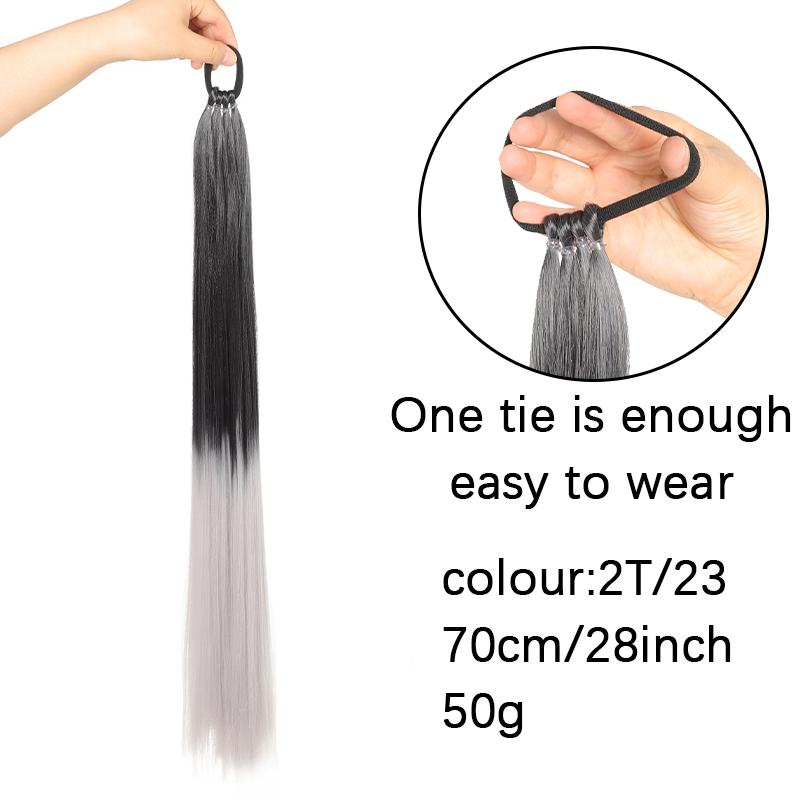 Женская длинная прямая синтетическая боксерская коса «яки», резинка для волос «конский хвост», легко носить, подходит для всех девочек