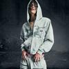 Hipster Streetwear Hooded Zip-Up Sweatshirt Jogger Pants Set With Bold Letter Print Women Fall Winter Casual Outfit