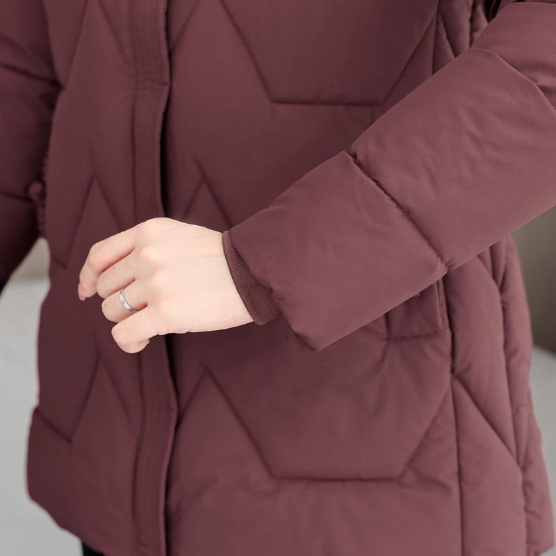 Женские зимние куртки среднего возраста с капюшоном, вышивкой, повседневная теплая парка, женское теплое пальто