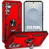 Protective Case - BOOLING - for Samsung Galaxy S25 Plus - Red - Shockproof - Rotating Ring