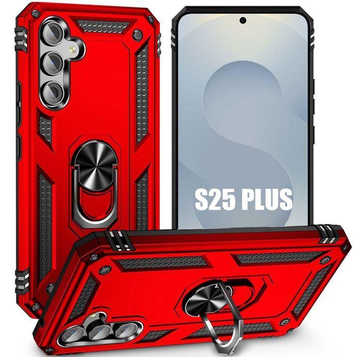 Protective Case - BOOLING - for Samsung Galaxy S25 Plus - Red - Shockproof - Rotating Ring