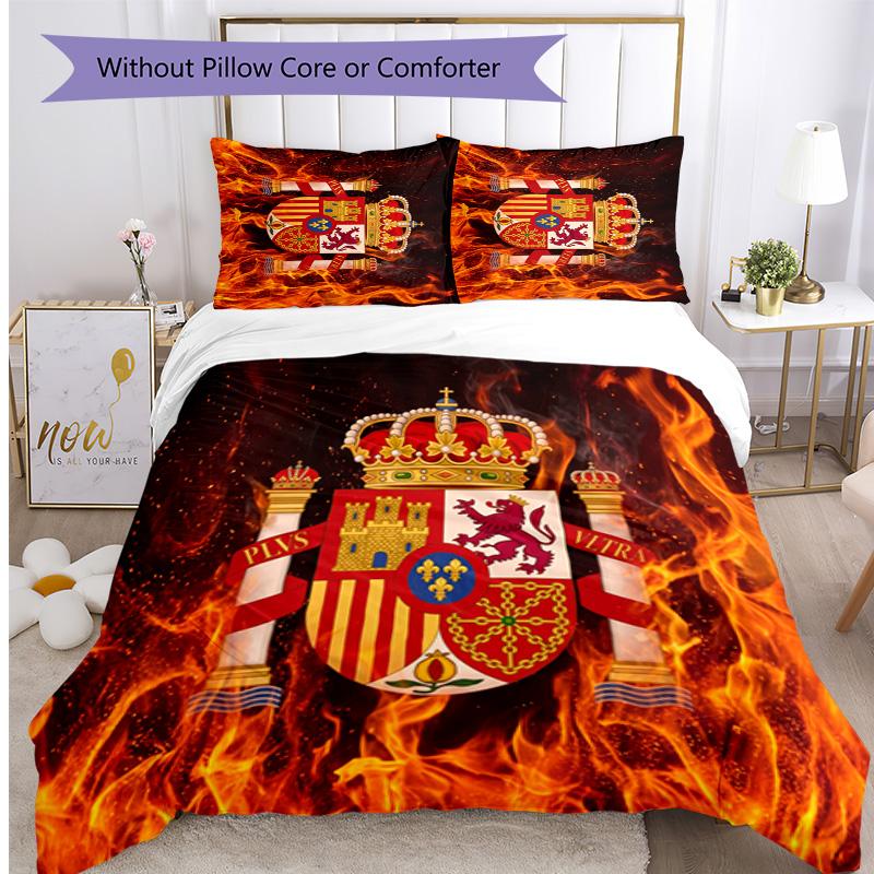 Spain football Printed Bedding 3 Piece Set Cozy Breathable Bed Cover Set as Housewarming Holiday Gift