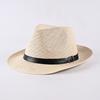 Curled Brim Top Hat Middle-aged Men Sunscreen Breathable Travel Vacation Visor Straw Hat Literary and Retro