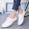 Большой размер Натуральная кожа Женская обувь Корейский стиль Студенческие балетки Белая обувь Женская Круглый носок Повседневная Одинарная обувь Женская Модная Простой стиль
