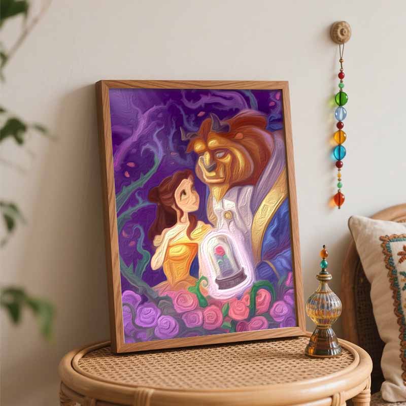 Disney Beauty and the Beast oil painting art handmade diy painting home decoration gift