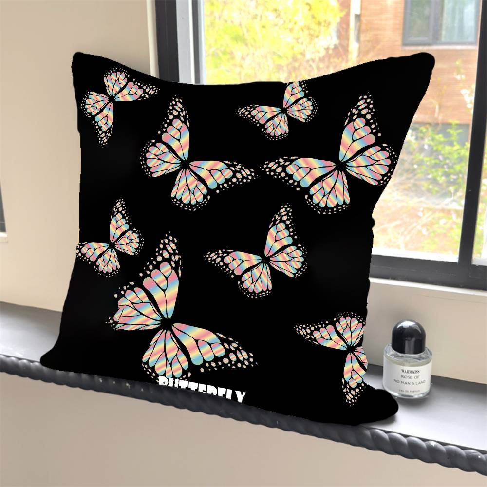 1PC Luxury Pink cute butterfly Pillow Case Square Bedroom Sofa Leisure Comfort Cushion Car Home Decoration Pillowcase 40x40