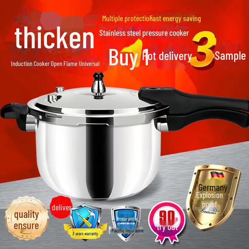 Durable 304 Stainless Steel Pressure Cooker for Gas, Open Flame, and Induction Cooktops