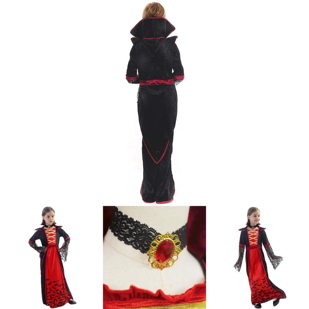 Girls Halloween Vampire Costume Spooky Cosplay Outfit For Dance