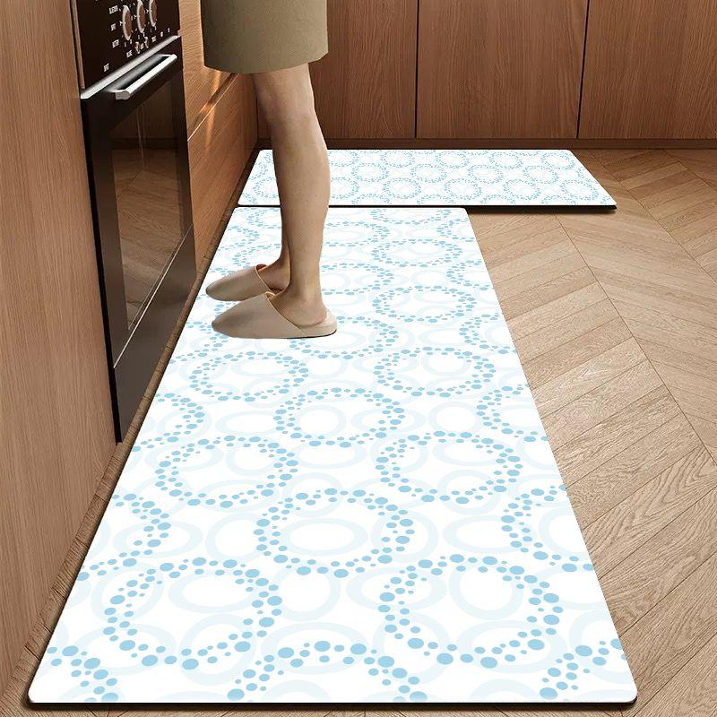 Crystal Velvet Retro Geometric Kitchen Runner Mat Set Waterproof Anti Slip Absorbent Floor Rug Modern Home Decor Gift