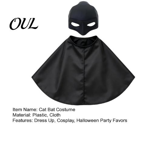 Halloween Cat Bat Costume Black Masque And Cloak Costume, Funny Pet Cosplay Clothing for Parties Outfits, Cute Puppy Dress Up Accessory Cosplay,