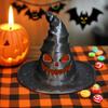 Halloween Witch Hat Tealight Holder Spooky Plastic Carved Witch Hat Candle Holder for Indoor Home Table Shelf Halloween Decor