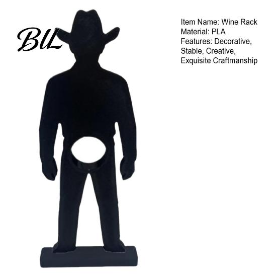 Sturdy Wine Organizer 3D Printed Cowboy Rack, Creative Bottle Holder, Stable Desktop Housewarming Presents for Lovers Art Ornament Home Kitchen Dining