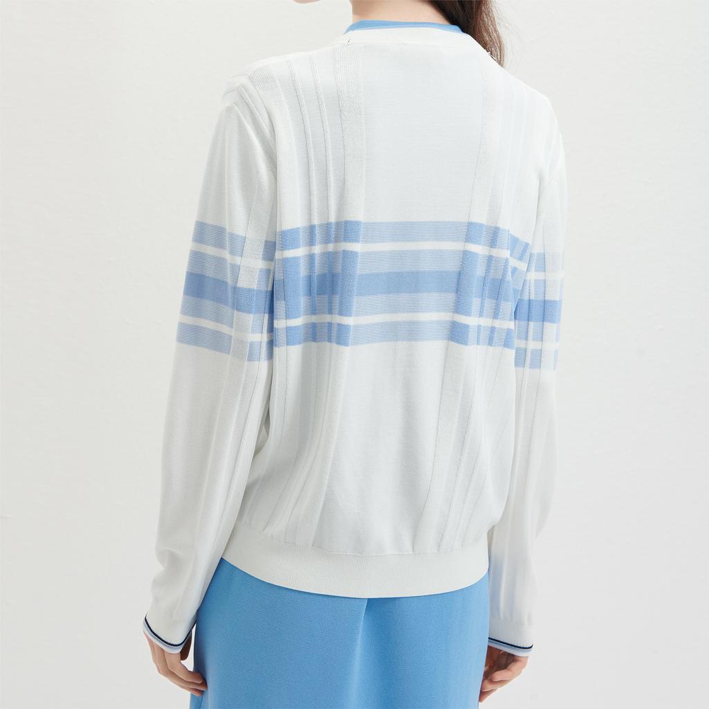 Fila Modern Heritage Series Elegant Texture Knitted Cardigan Women Cardigans Standard-White F11W421412FWT