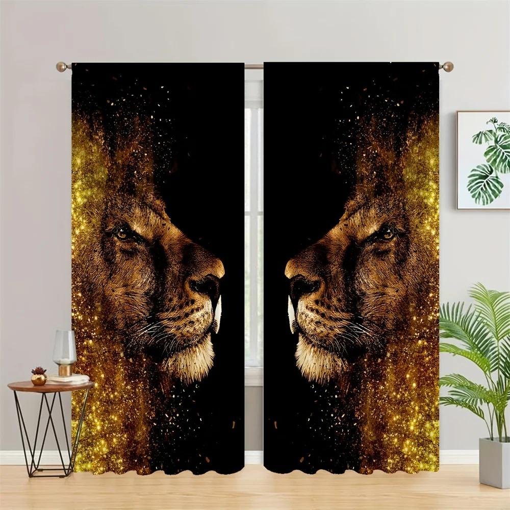 Wild Lion Animal Free Shipping Window Curtains Blinds For Living Room Kid's Bedroom Bathroom Kicthen Office Door Home Decor2Pcs