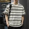 Мужская полосатая футболка с коротким рукавом в морском стиле большого размера 2024 - Американский кэжуал