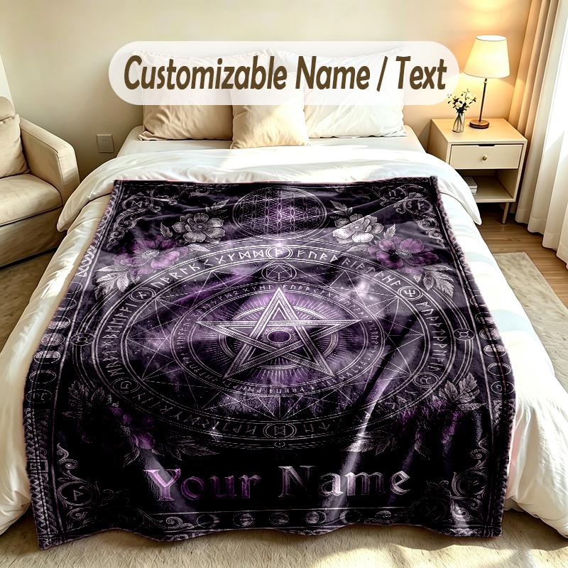 Witchcraft Theme Custom Blanket Personalized Name & Text Customized Soft Warm Throw Blanket Home Decor