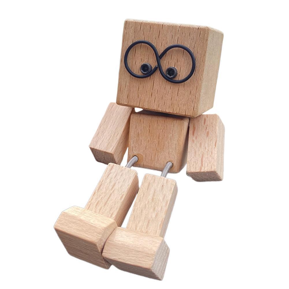 1/2PCS Funny Shaking Wooden Man Figurine Dashboard Ornament,Shaking Feet Wooden Doll With Magnetic Expressions Car Decoration