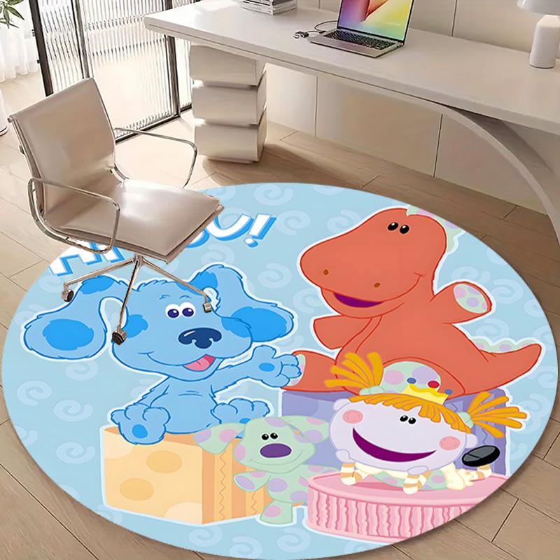 1pc Pistas da Blue Blue’s Clues2 Design Printed Area Round Carpet for Bedroom Living Room Home Decor Rugs Mat Non Slip Mat Rug for Bedside