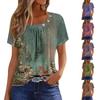 Summer Tops For Women Print For Women O-Collar Short Sleeve Comfy Womens Tops Tshirtss