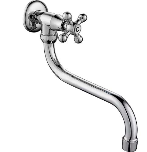 Modern Classic Single-Handle Wall-Mounted Kitchen Faucet Brass Hot & Cold Water Mixer Tap for Hotels Polished Finish