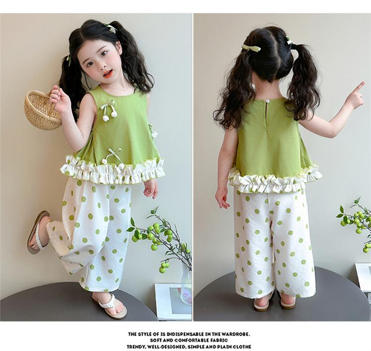Girls' summer sleeveless set 2026 new children's vest wide leg pants two-piece set stylish baby summer clothes