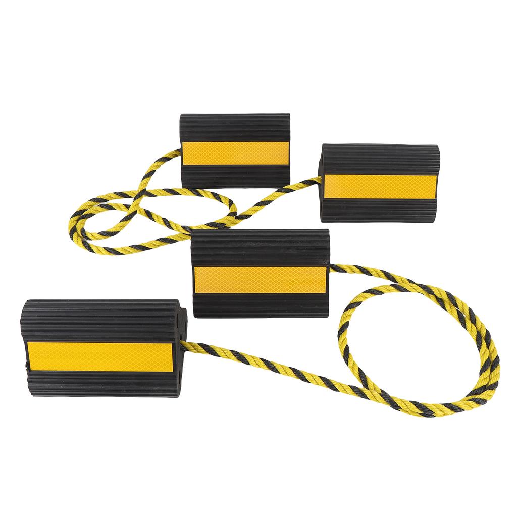 Противооткатные упоры для колес Сверхпрочные резиновые блоки для колес Противоскользящие блоки-стопоры для шин с веревкой и светоотражающими полосами для прицепов