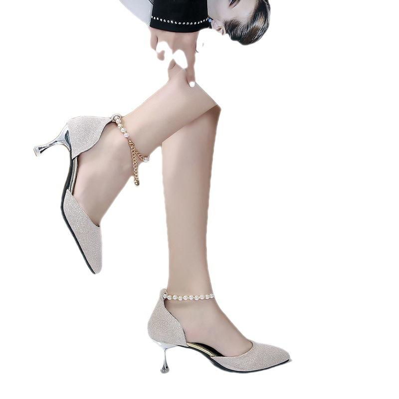 35-44 Большие размеры Женская обувь Универсальные босоножки на тонком каблуке Туфли с пряжкой на высоком каблуке Обувь для вечеринок для зрелых женщин