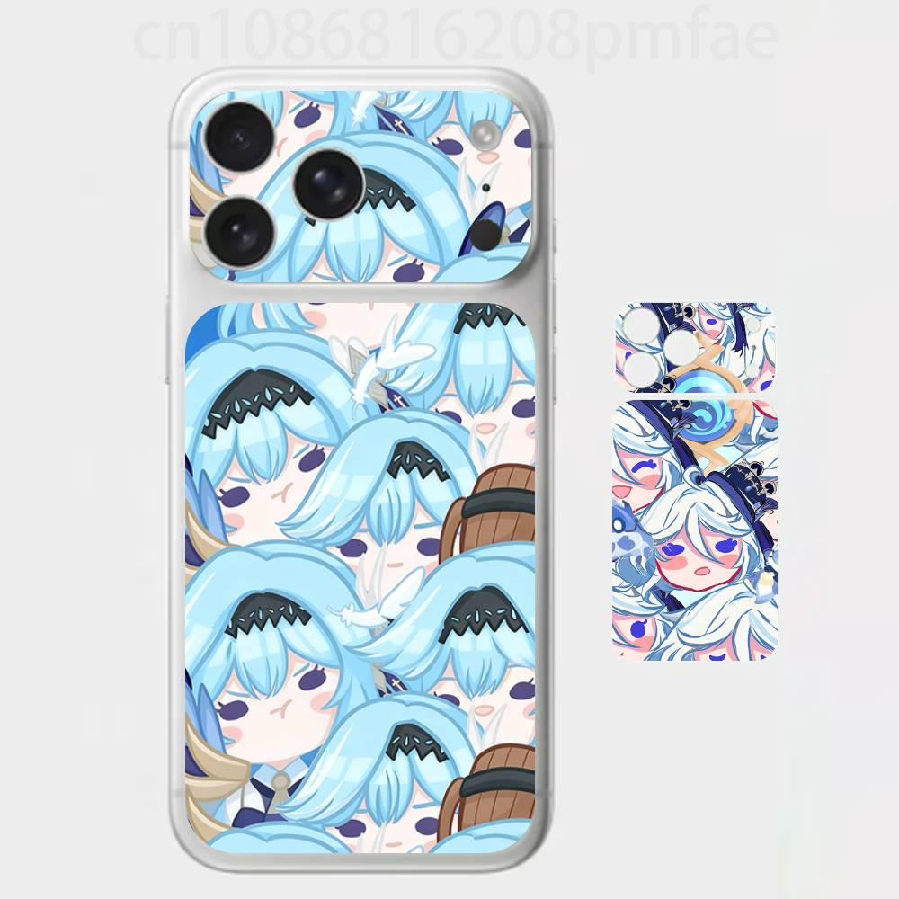 Милый чиби персонаж G-Genshin Impact, 3D наклейка на весь корпус для iPhone 17/Pro Max/Air, Цветная задняя защитная наклейка