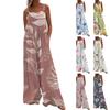 Womens Overalls Casual Print Wide Leg Jumpsuits Bib Rompers Sleeveless Straps With Pockets Outfits