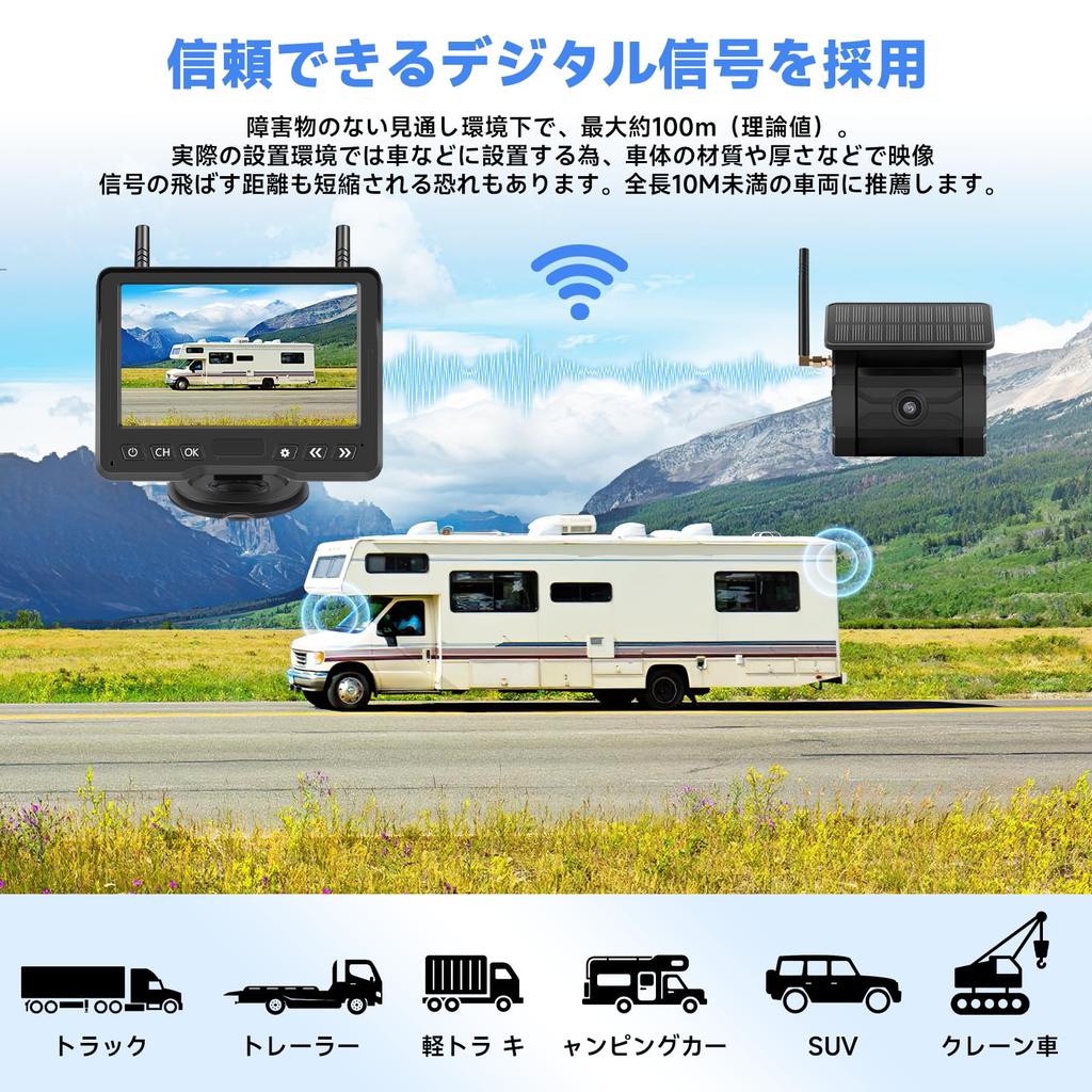 Hizenyo Wireless Backup Camera and Monitor Rechargeable Backup 9600mAh Digital Image Compatible with No Wiring Required 5-inch Set, Camera, 24V,