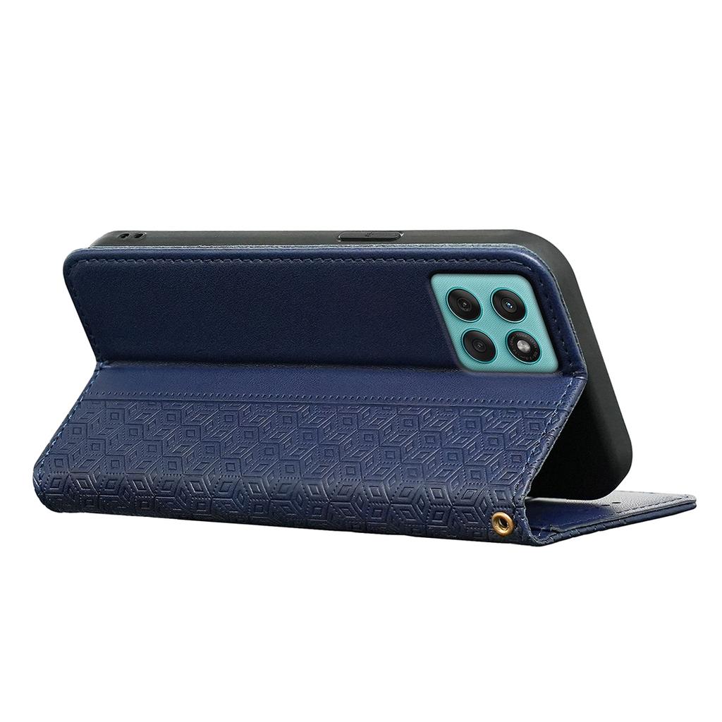 For Motorola Edge 60 Fusion 5G Wallet Phone Case Checkered Pattern Imprint Leather Flip Cover with Wrist Strap