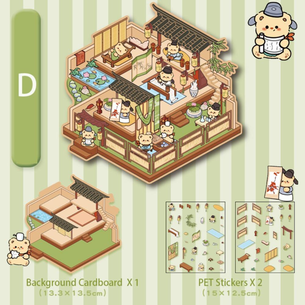 Pocket Cabin Landscaping Stickers Cartoon Miniature Scene Sticker for Kid Child