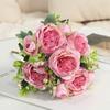 Сделай сам Имитация Пиона Цветок 5 Голов Реалистичный Цветочный Букет Свадебное Украшение