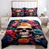 3pcs Day of the Dead Theme Quilt Set - Soft and Comfortable Bedroom, Guest Room and Dorm Decor Bedding Set 1 Quilt Cover + 2 Pillowcases.W029