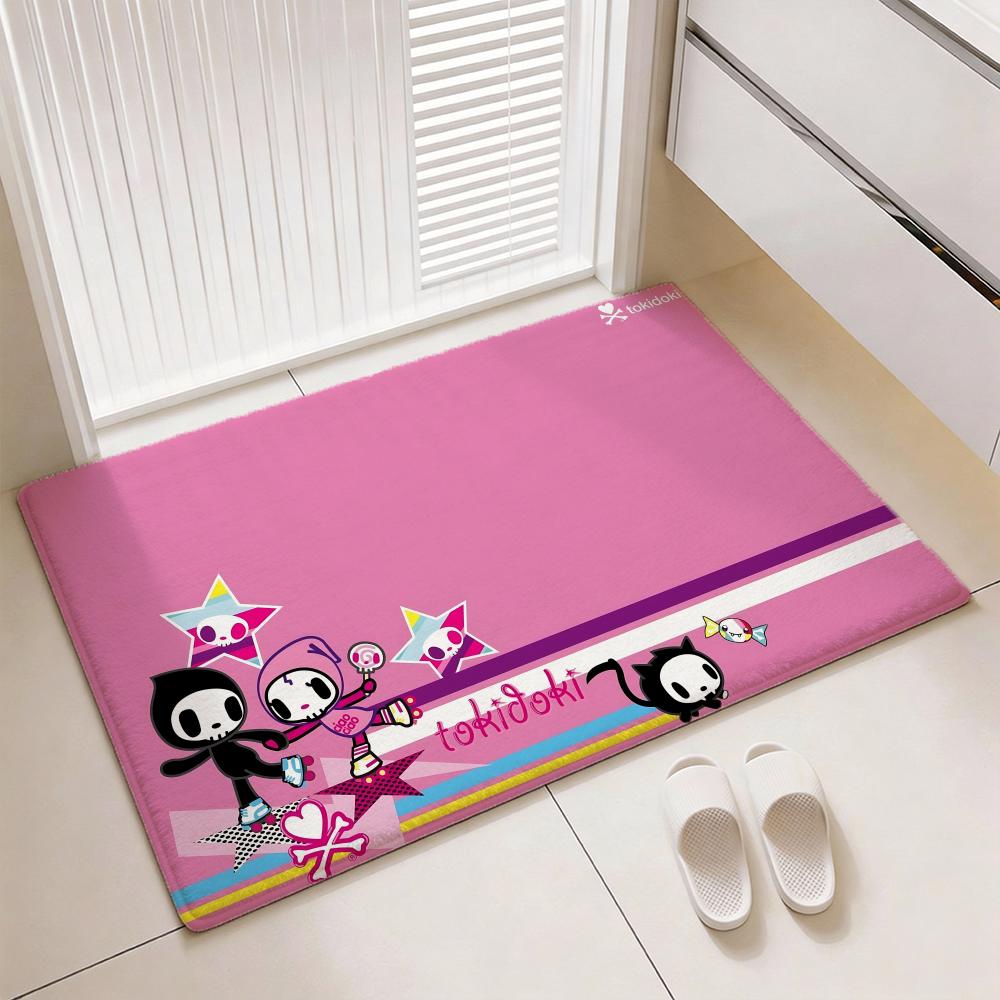 Kawaii Lifestyle Brand T-tokidokis Floor Mat Soft Thickened Flannel Door Mat Non-Slip Living Room Rug Home Decor
