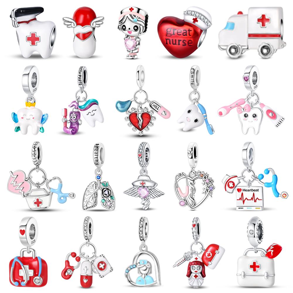 Трендовые медные бусины скорой помощи и стетоскоп, медицинская коробка, подвеска-шарм, подходит для браслета, подарки на День благодарения, ко Дню медсестры