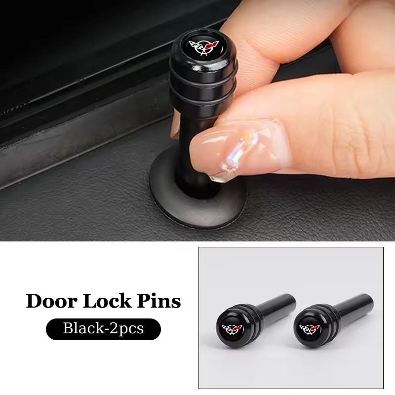 AABJT1 2/4pcs Alloy Car Door Lock Knob Pins Caps for Chevrolet Corvette V8 CAPTIVA Silverado MALIBU Modified Covers Decoration