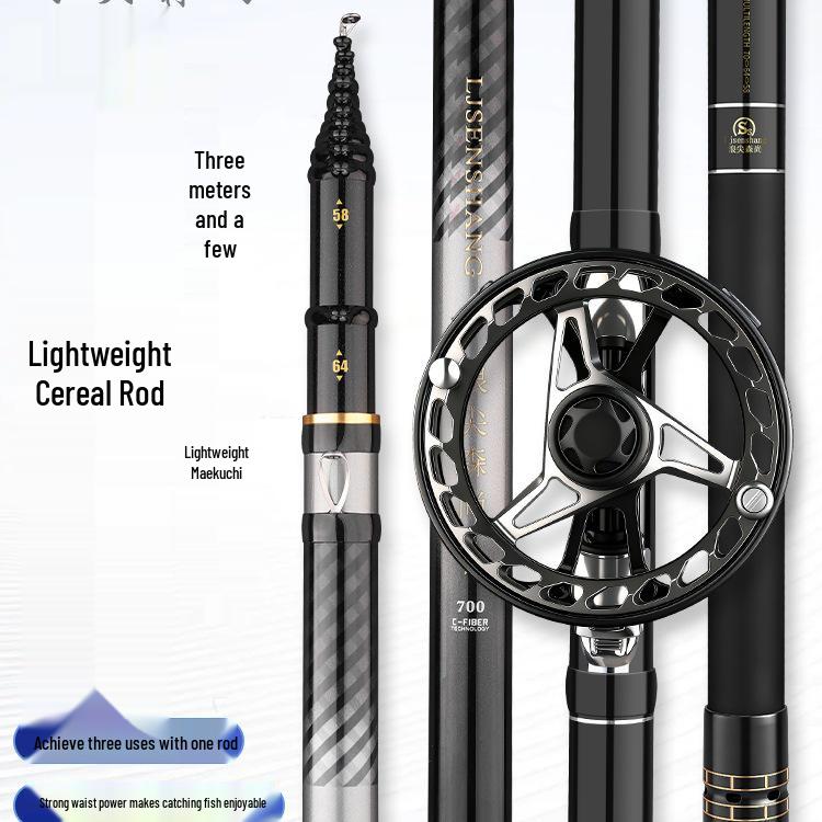 Super Hard 19-Tune Fishing Rod - Wheat & Corn Design, No-Cut Front-Casting, Lightweight Multi-Position Hand Rod Combo.
