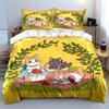 Cute Cats Picnic with Fruits Bedding Duvet Cover Set Duvet Cover Pillowcases  (1*Duvet Cover 2*Pillowcases, without duvet insert)