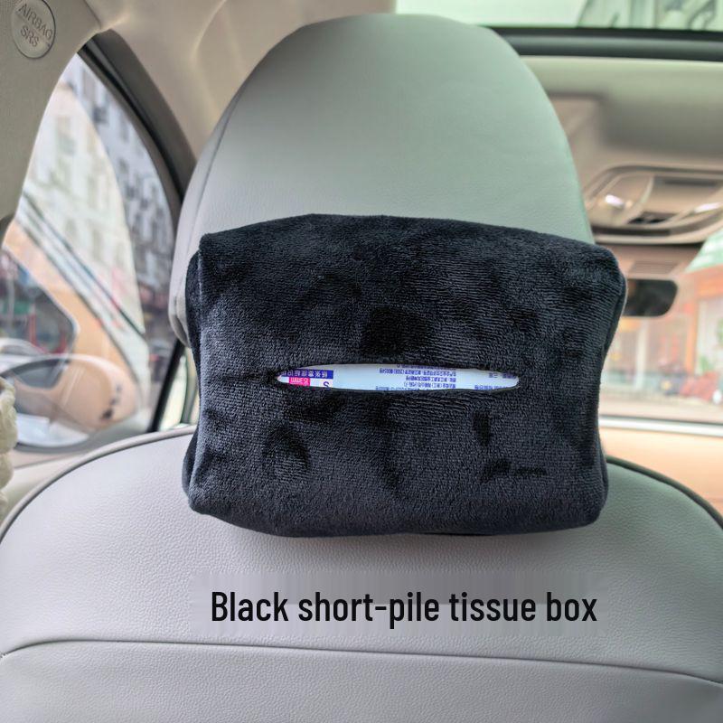 Large Capacity Car Tissue Holder - Short-Pile Armrest & Sun Visor Luxury Style