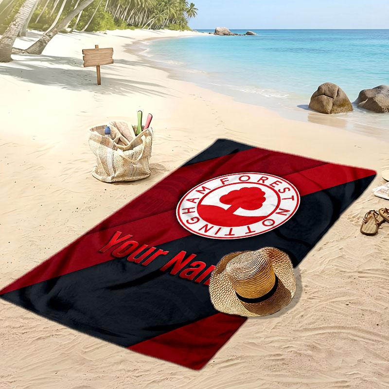 Nottingham Forest FC Personalized Printed Beach Towel Soccer Logo Support Custom Name Text Absorbent Towel For Sport Travel Special Gift