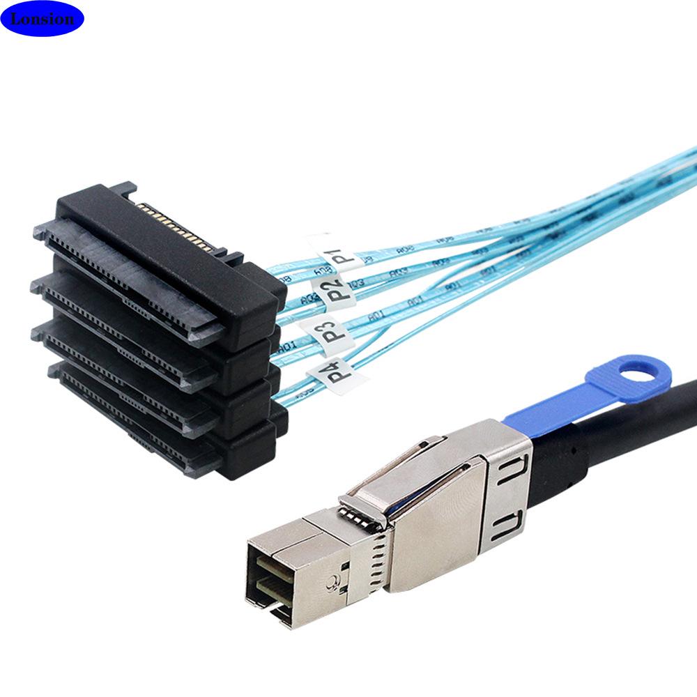 Комбинированный кабель данных SATA Mini SAS HD SFF-8644 на SFF-8482 для жестких дисков
