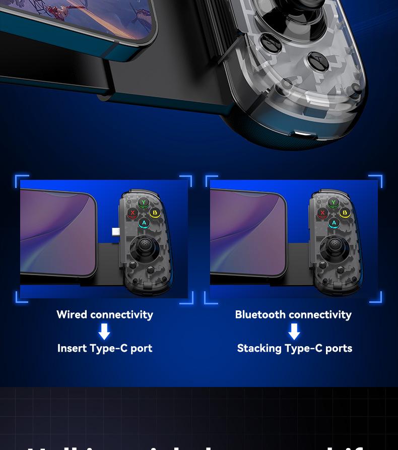Игровой контроллер D6mini Stretch с беспроводным/проводным двойным режимом для SWITCH, Android, iOS и мобильных телефонов