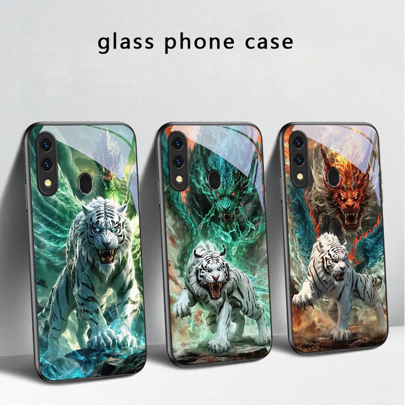 Огромный дракон и тигр Для Samsung Galaxy A30 A31 A32 A33 A34 A35 A42 A30s A20 A25 A26 A51 A56 A54 A72 A73 A70 Стеклянный чехол для телефона