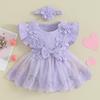 Newborn Baby Girls Rompers Dress Mesh Baby Girl Clothes Lace Patchwork Ruffle Jumpsuits 2pc Outfits Sunsuit Baby Clothing