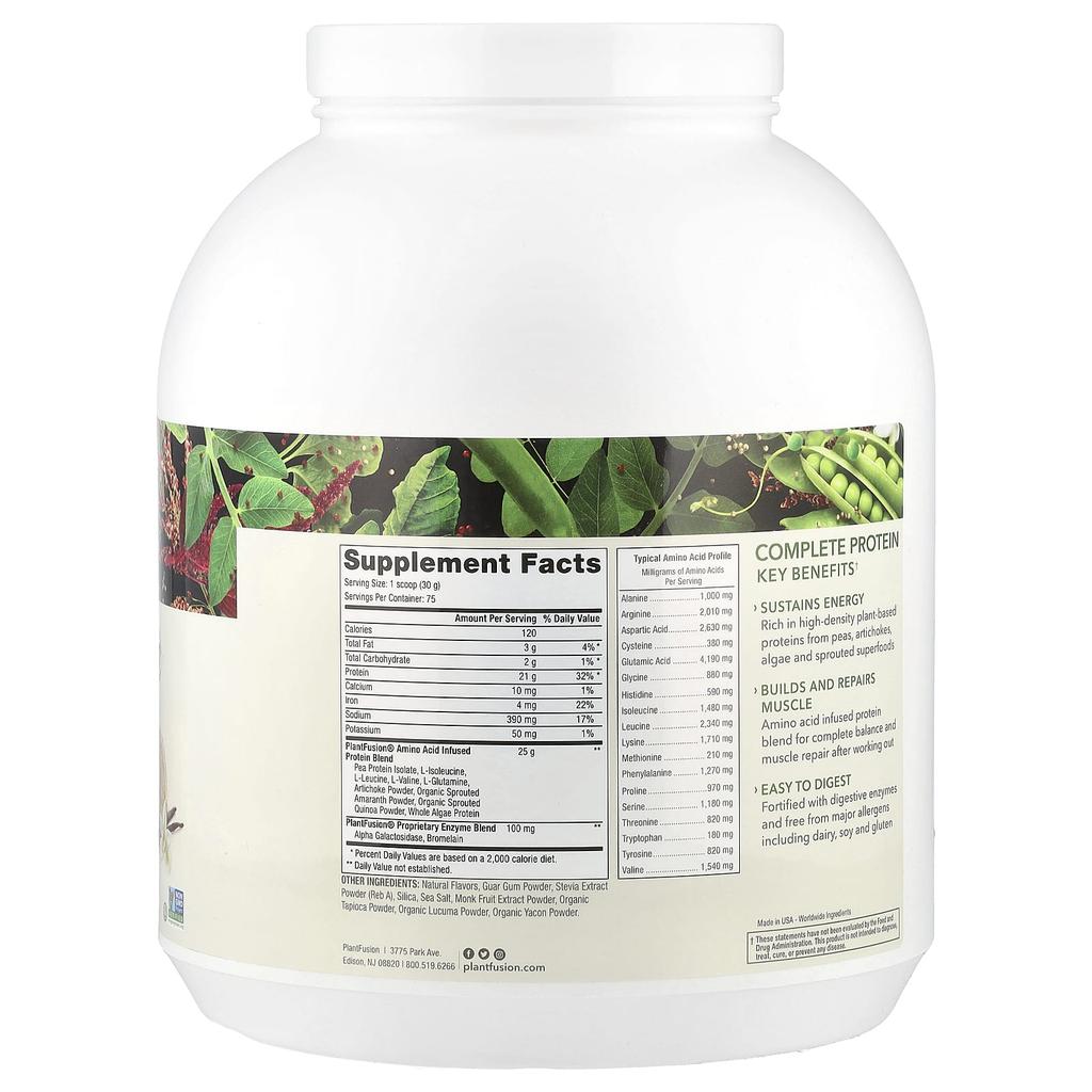 PlantFusion Complete Protein, Creamy Vanilla Bean, 2.25 Kg (5 Lb)