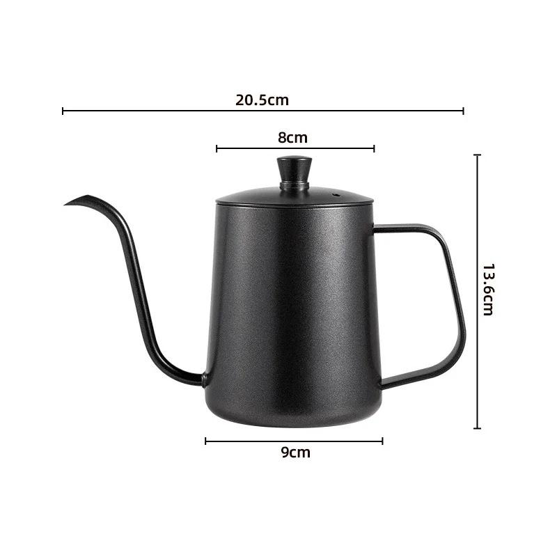 Stainless Hand Drip Coffee Hot Water Pot with Lid Gooseneck Kettle Hanging Ear Coffee Non-stick Home Kitchen Cafe Accessories