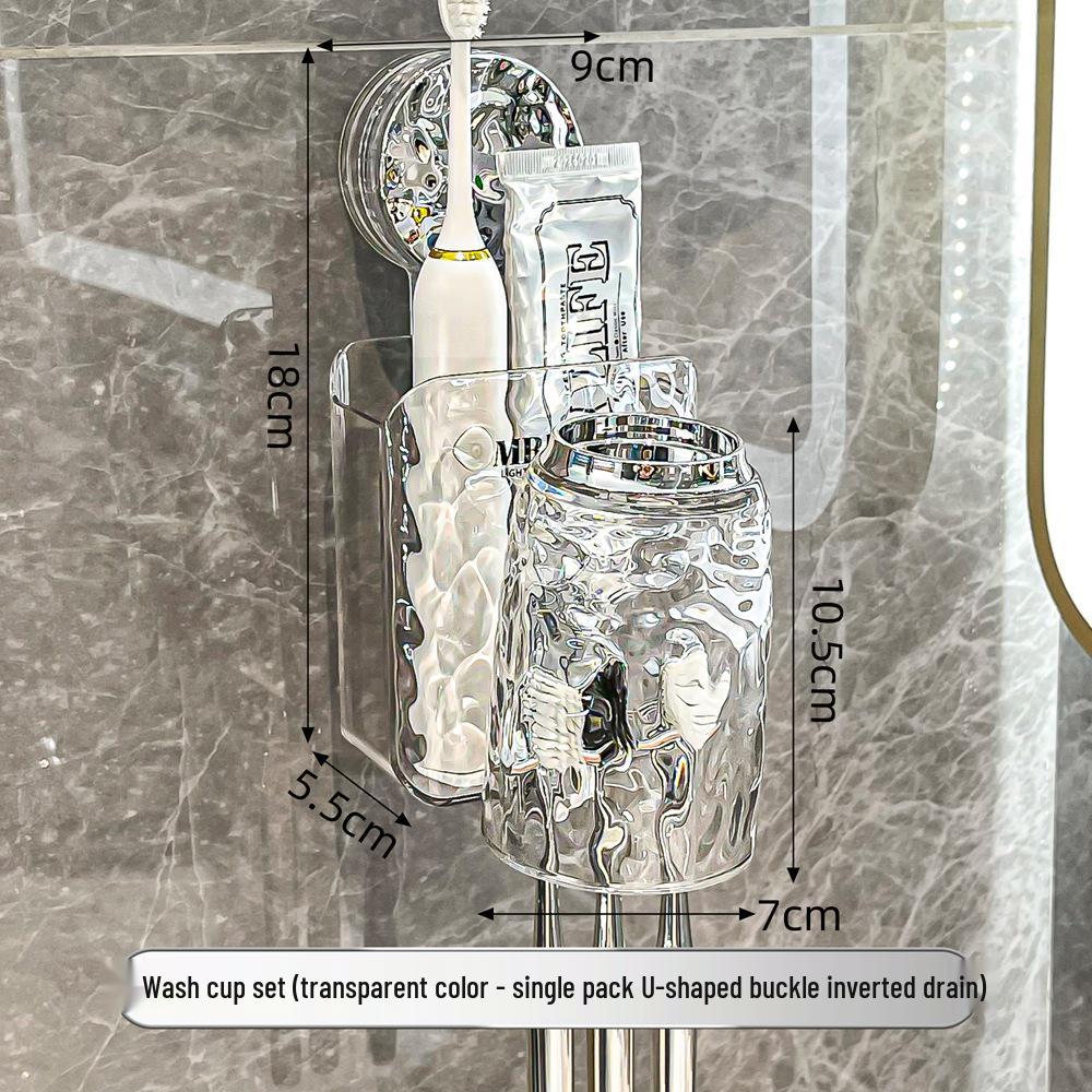 Wall-Mounted Toothbrush Holder with Suction Cup and Mouthwash Cup