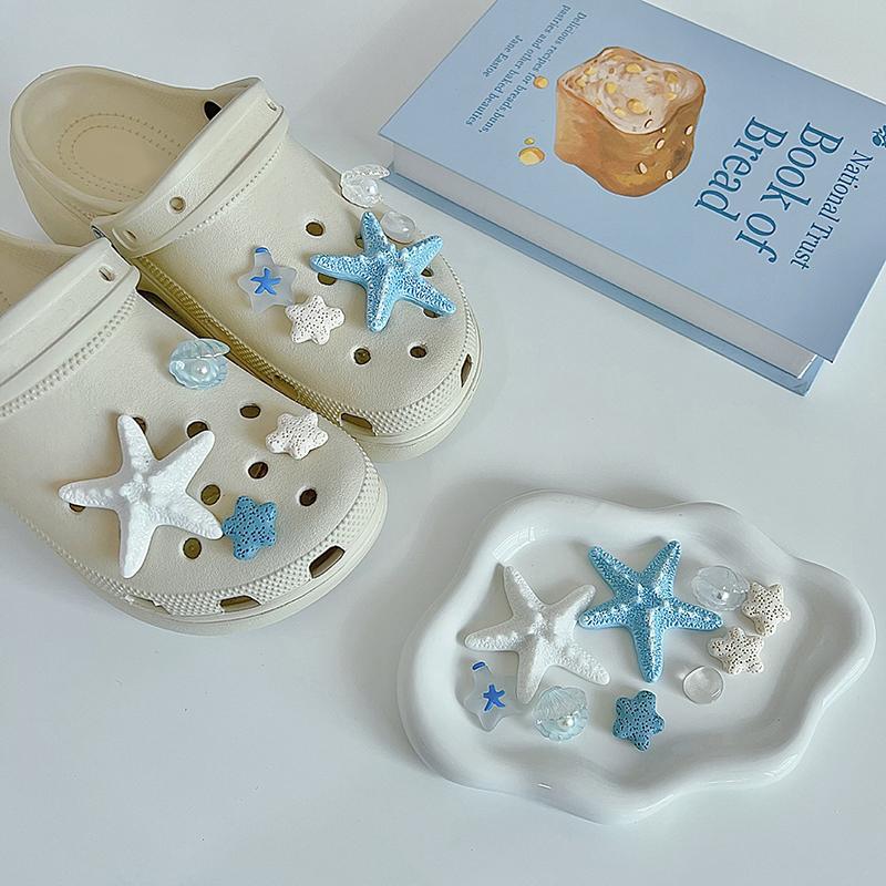 9 шт./набор Океаническая вулканическая порода Морская звезда Сделай сам Съемные аксессуары для обуви для женских пляжных сандалий Шлепанцы Декоративные пряжки