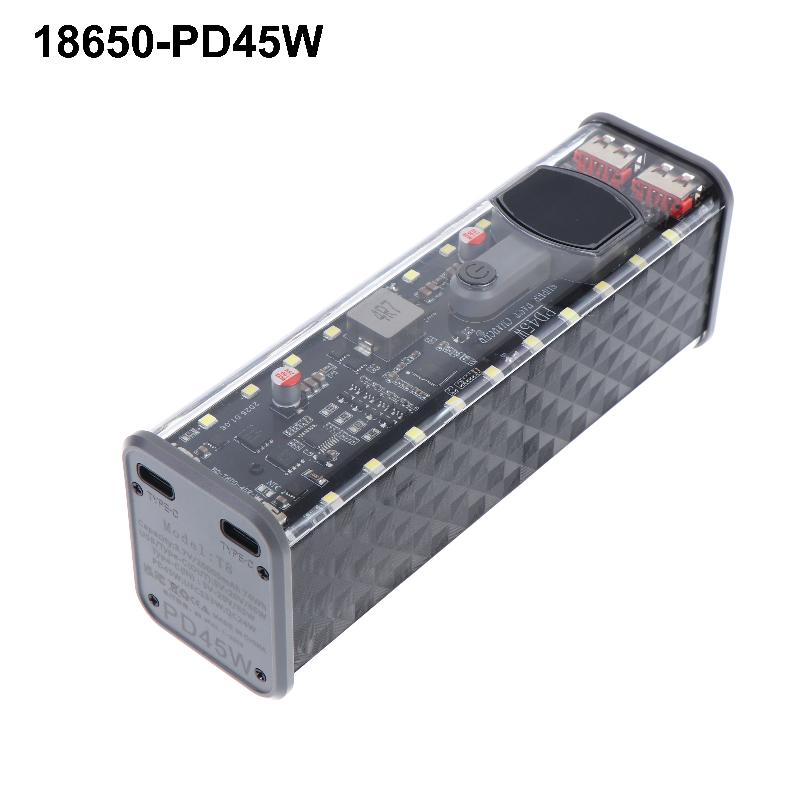 18650 Battery Storage Box 8 Cell PD 45W Fast Charging Power Bank Case DIY Rechargeable Kit for Camping Business Trips